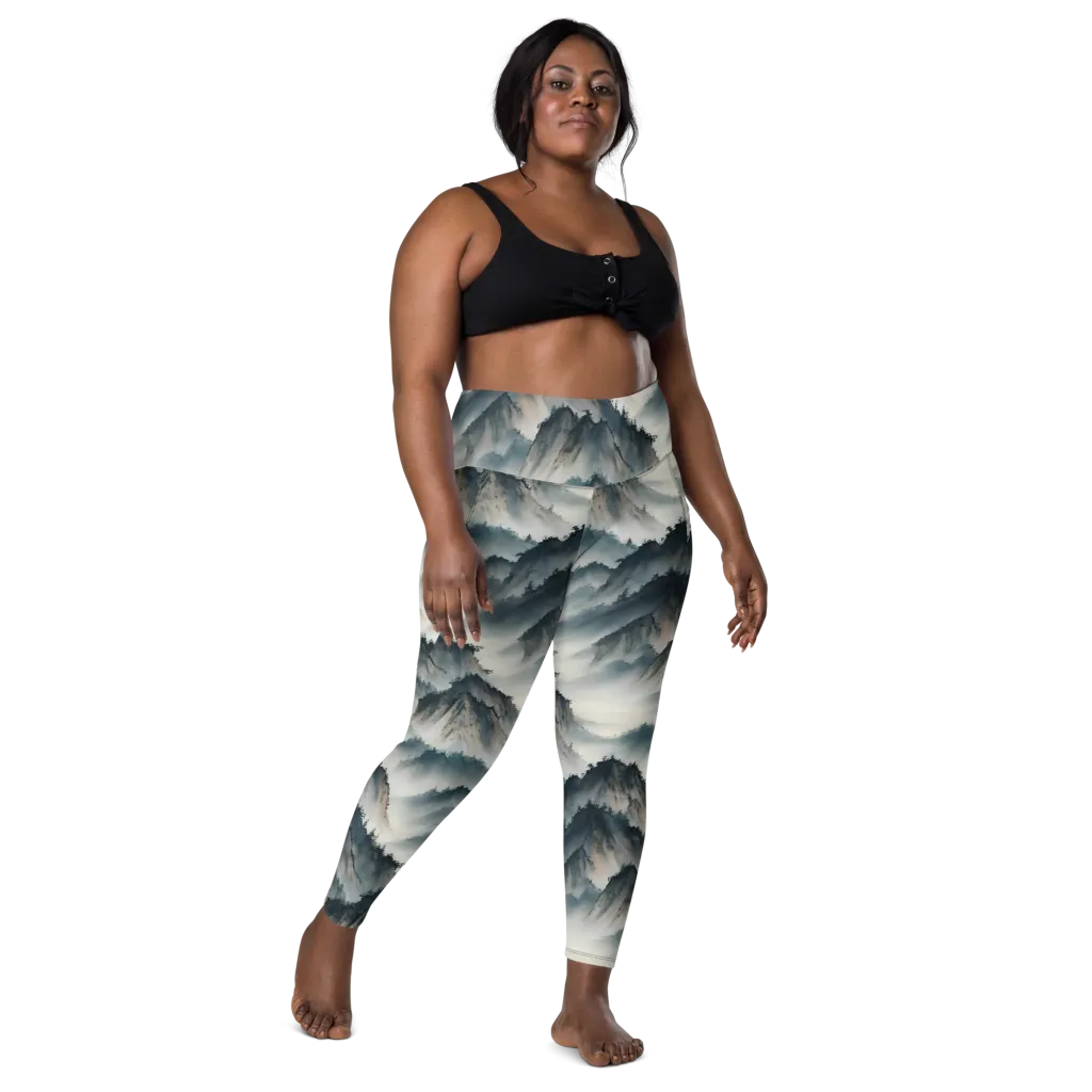 Mistbound Mountains on Leggings with Pockets — Front