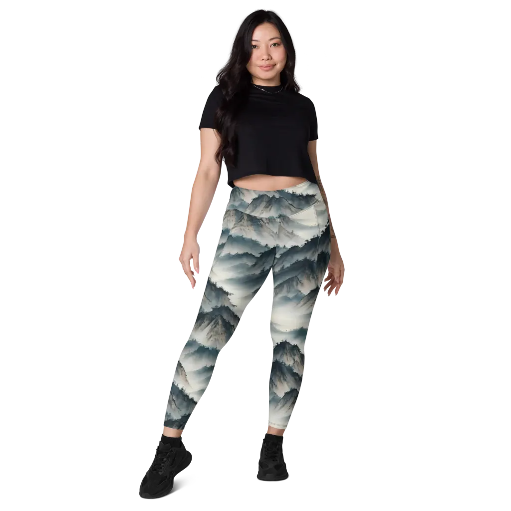 Mistbound Mountains on Leggings with Pockets — Front