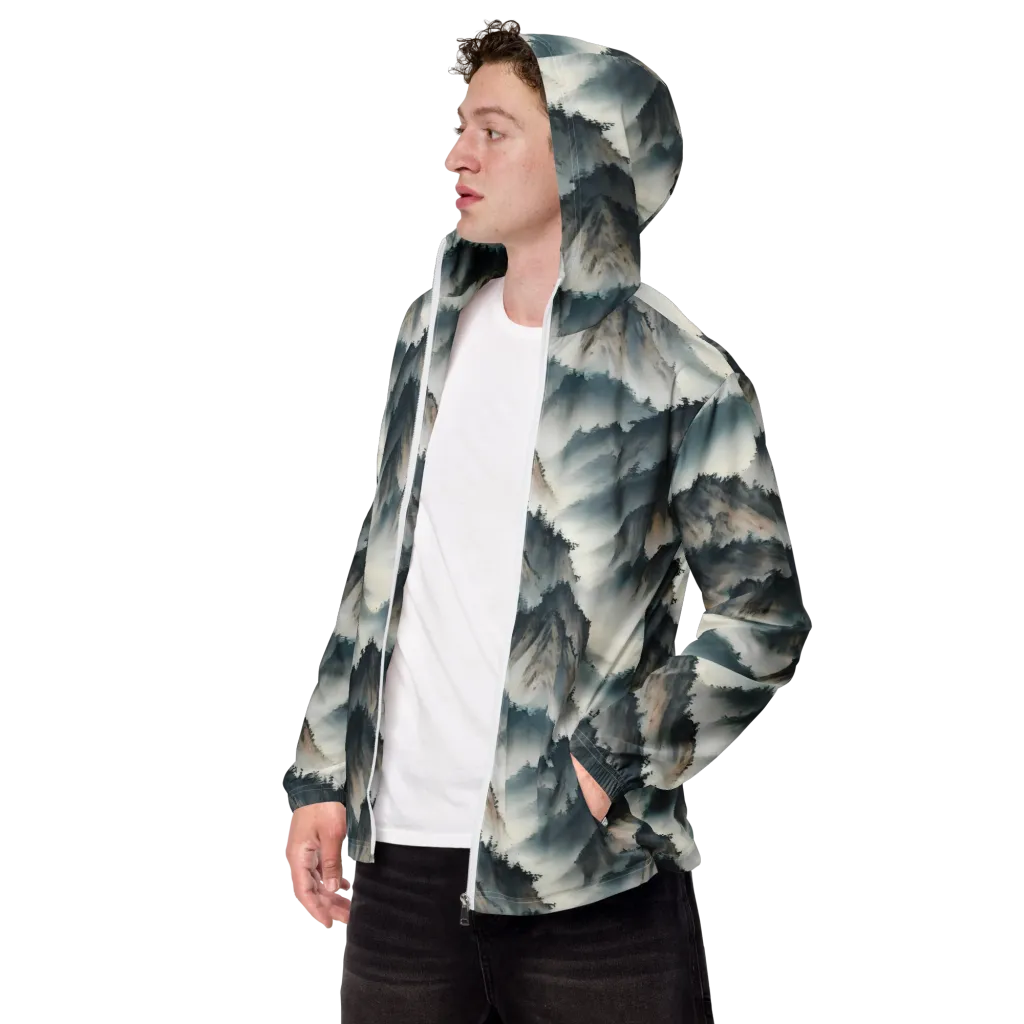 Mistbound Mountains on Men's Windbreaker — Left Front