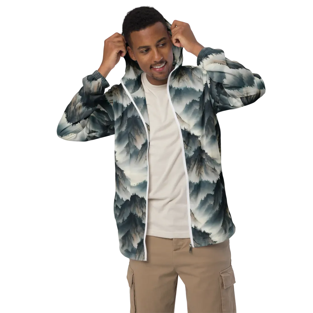 Mistbound Mountains on Men's Windbreaker — Front