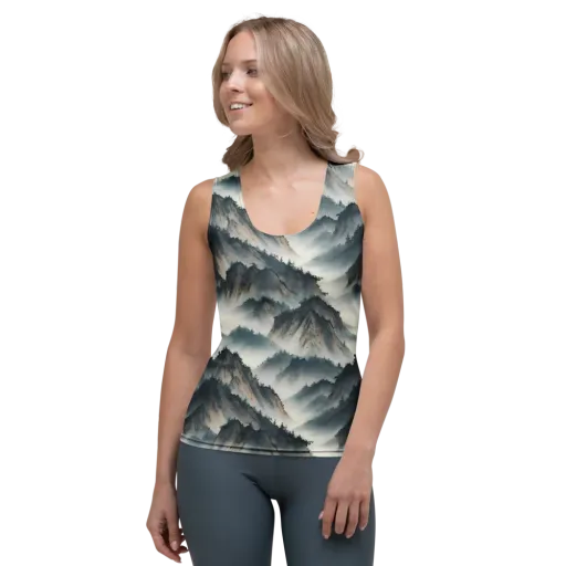 Mistbound Mountains on a Women's Tank Top