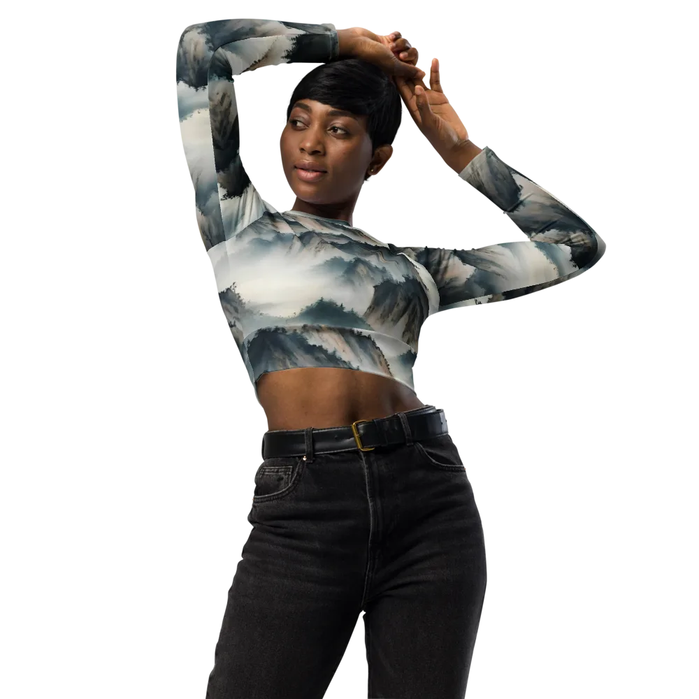 Mistbound Mountains on Long Sleeve Crop Top — Front