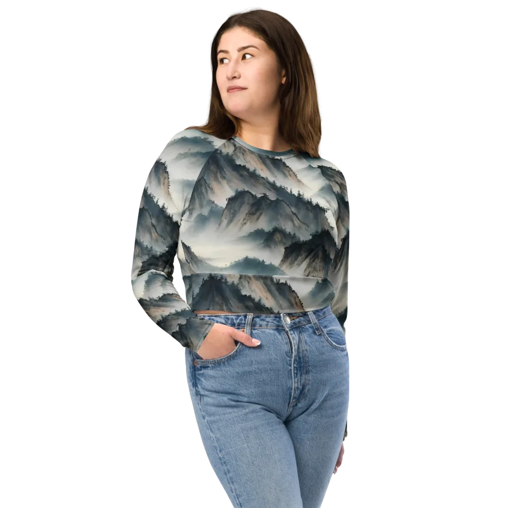 Mistbound Mountains on Long Sleeve Crop Top — Front