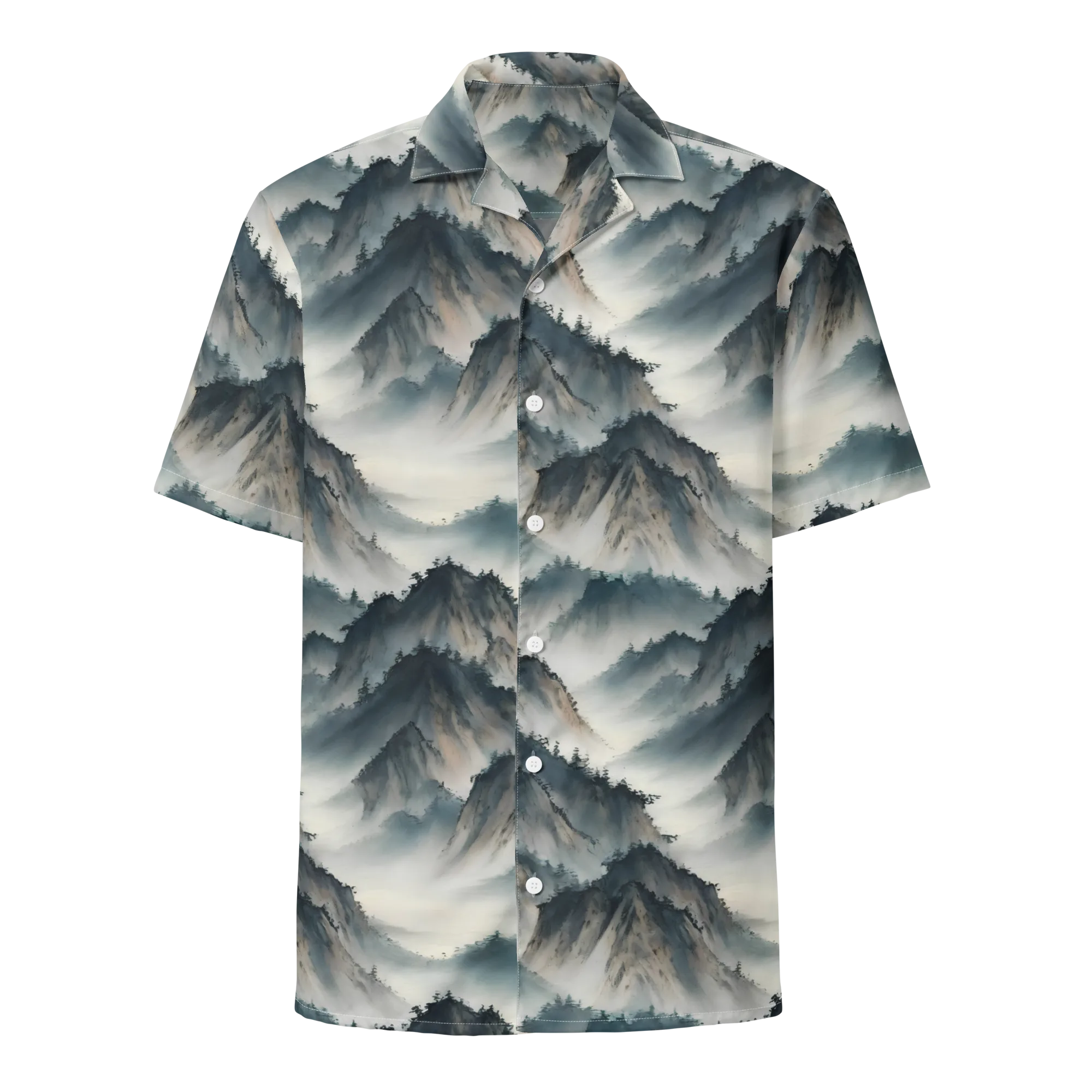 Mistbound Mountains on Button Shirt — Front