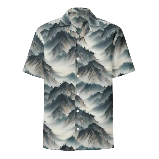 Mistbound Mountains on a Button Shirt