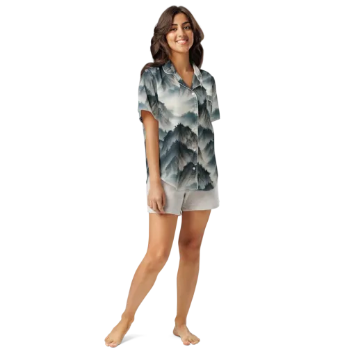 Mistbound Mountains on a Women's Short Sleeve Pajama Top