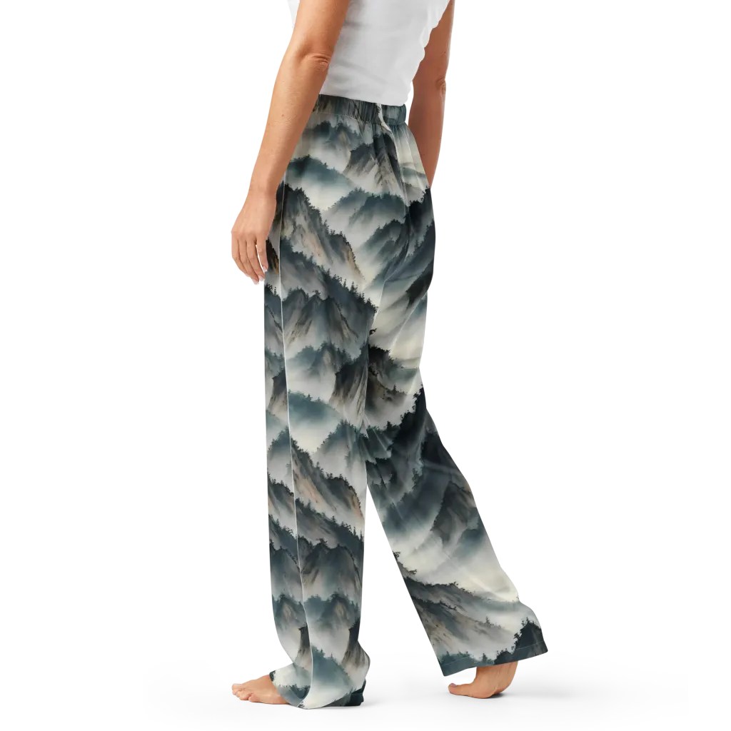 Mistbound Mountains on Women's Pajama Pants — Left