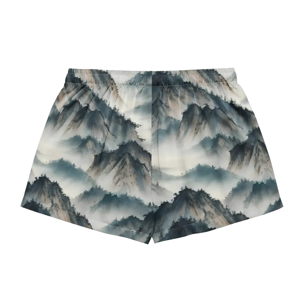 Mistbound Mountains on Women's Pajama Shorts — Back