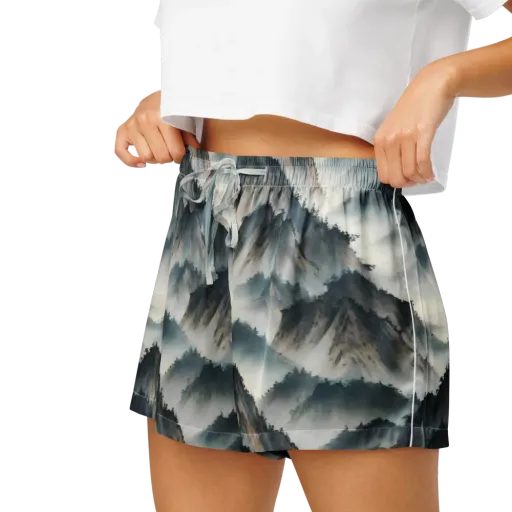 Mistbound Mountains on a Women's Pajama Shorts