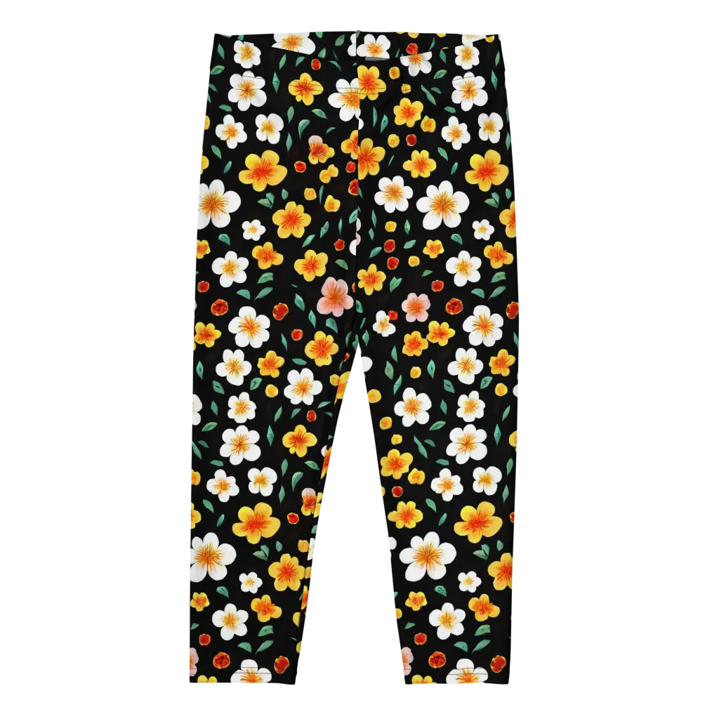 Sunlit Blossoms on Capri Leggings — Front