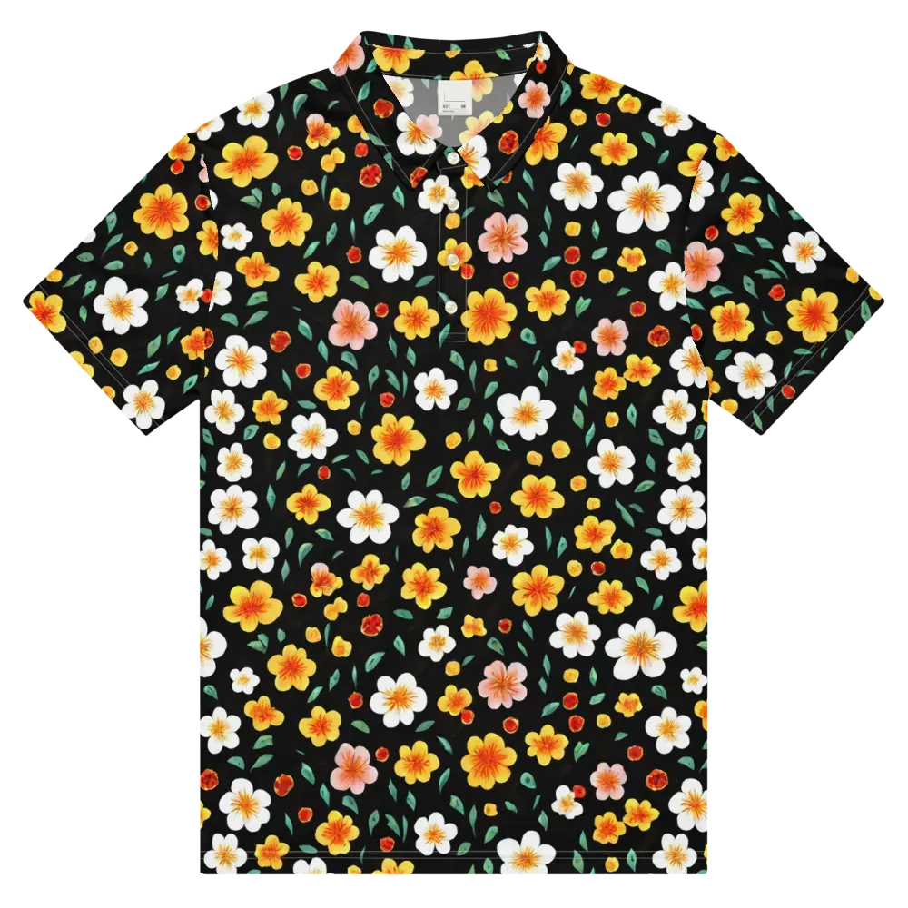 Sunlit Blossoms on Men's Slim Fit Polo Shirt — Front