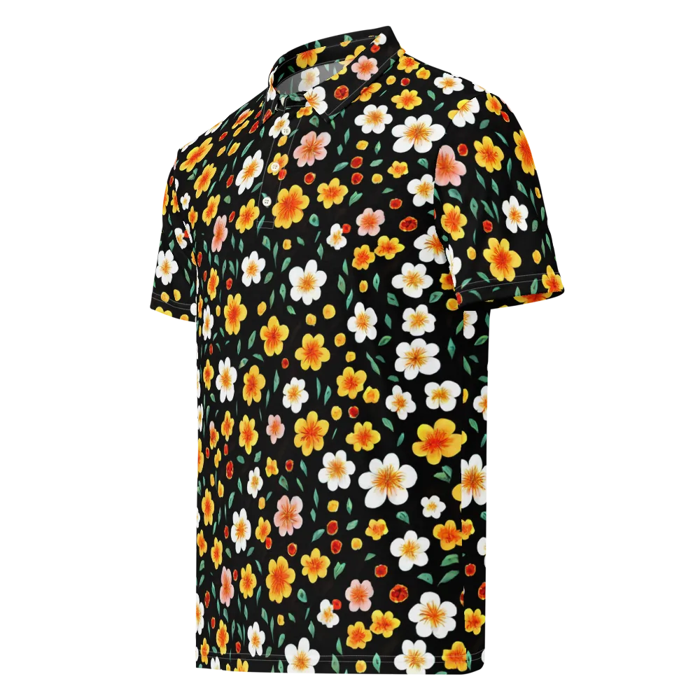 Sunlit Blossoms on Men's Slim Fit Polo Shirt — Left Front