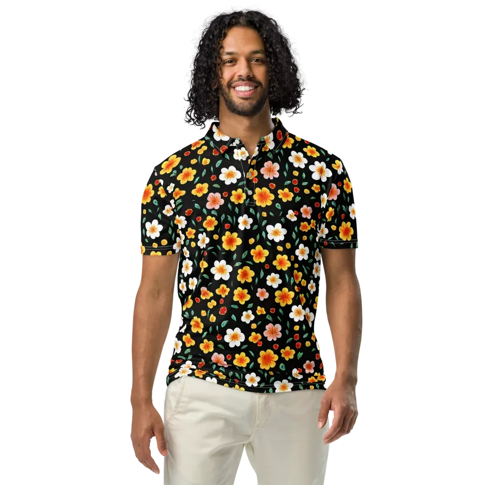 Sunlit Blossoms on Men's Slim Fit Polo Shirt — Front