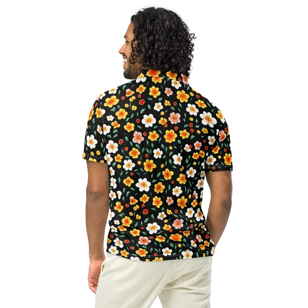 Sunlit Blossoms on Men's Slim Fit Polo Shirt — Back