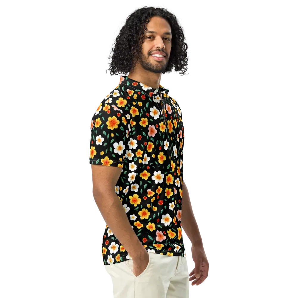 Sunlit Blossoms on Men's Slim Fit Polo Shirt — Right Front