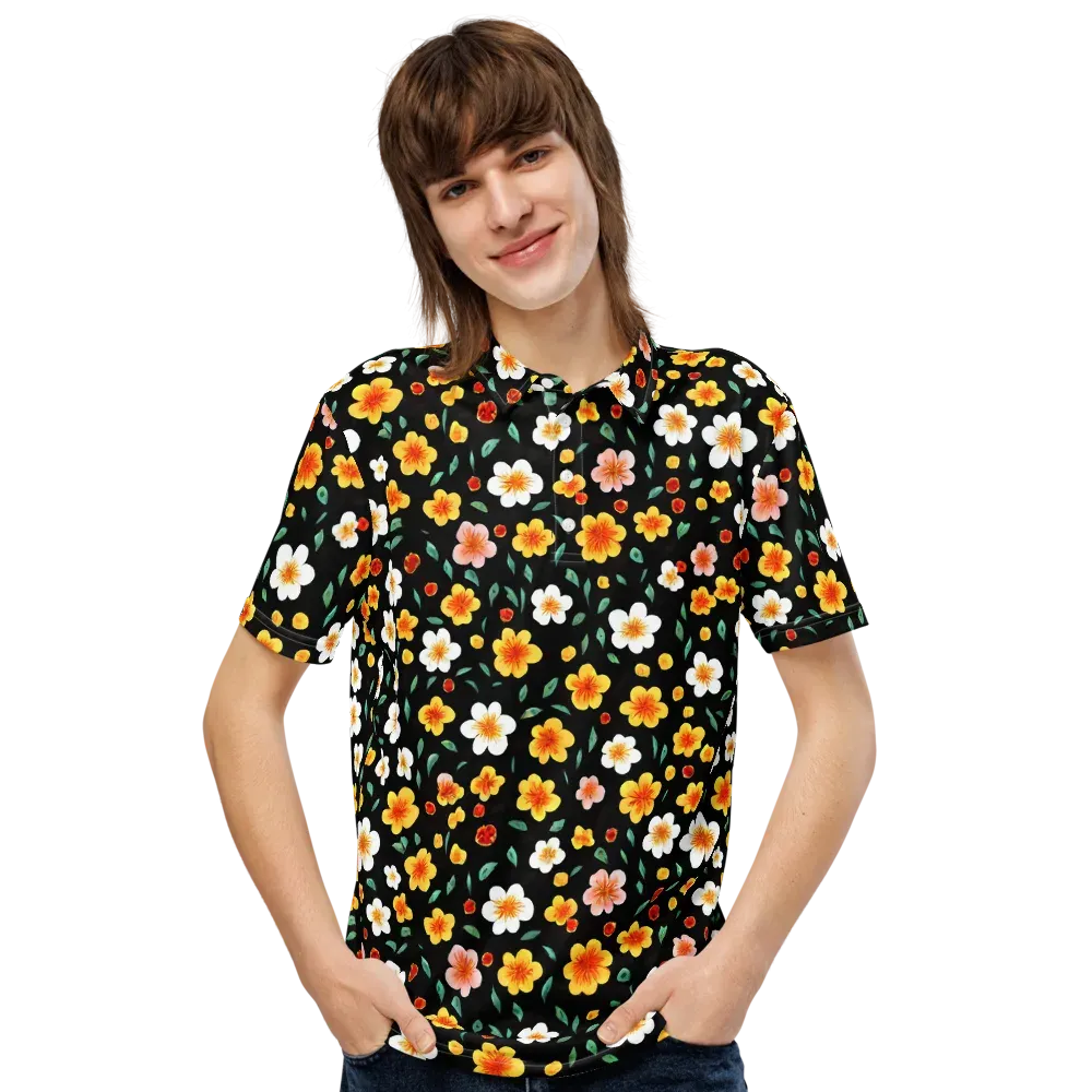 Sunlit Blossoms on Men's Slim Fit Polo Shirt — Front