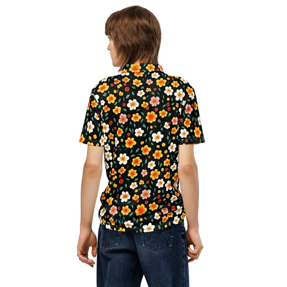 Sunlit Blossoms on Men's Slim Fit Polo Shirt — Back