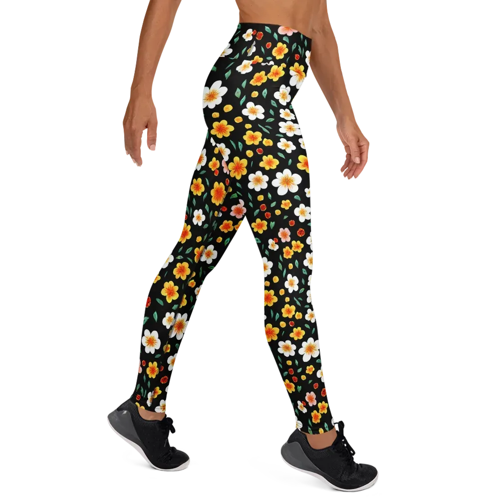 Sunlit Blossoms on Yoga Leggings — Right