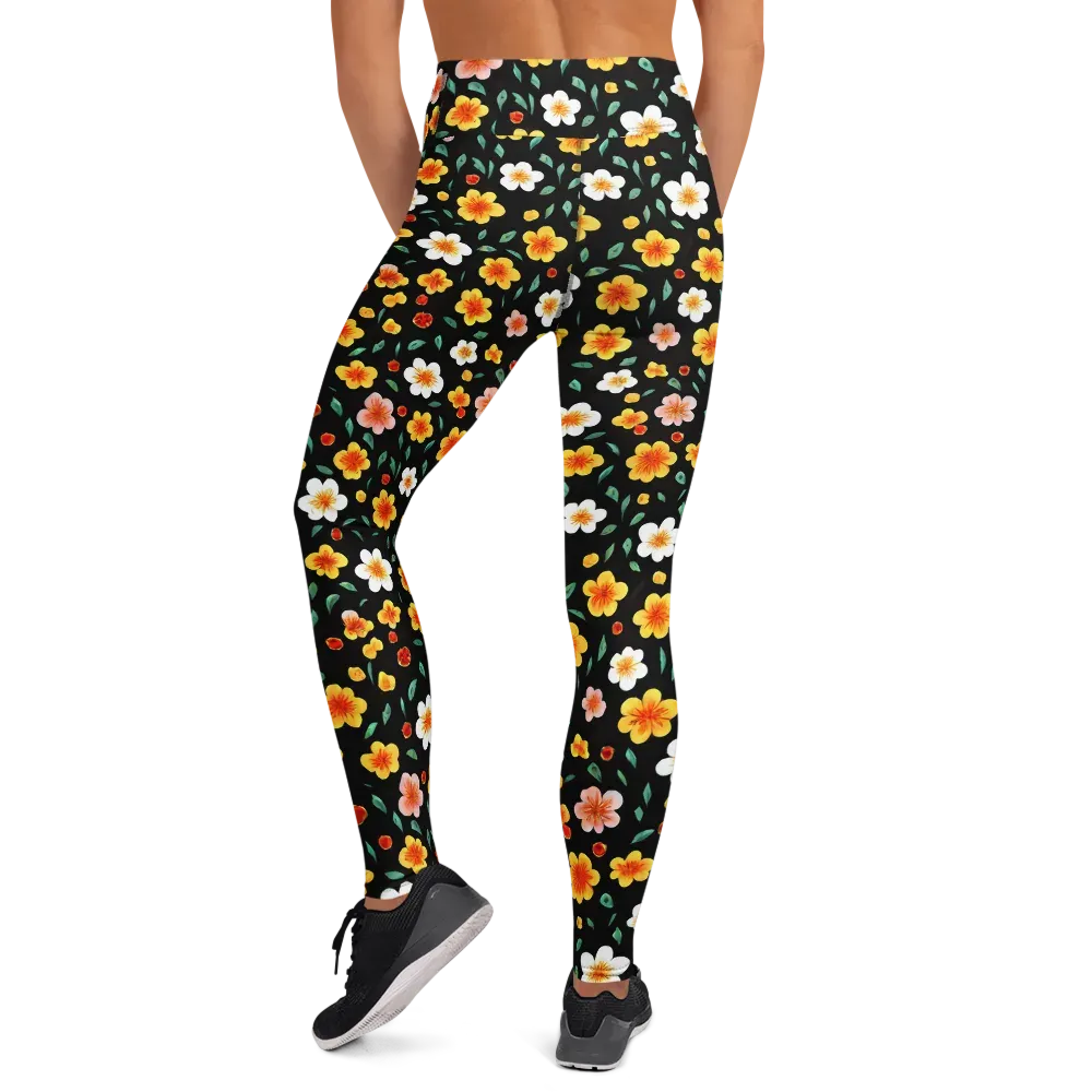 Sunlit Blossoms on Yoga Leggings — Back