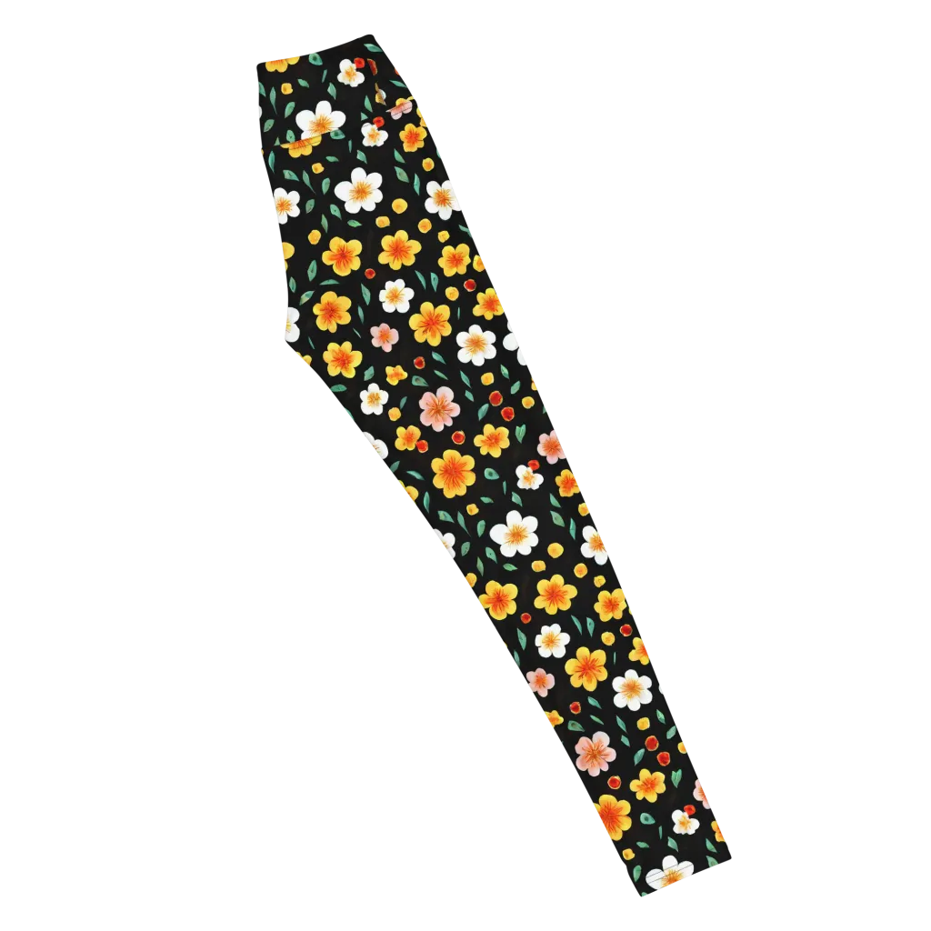 Sunlit Blossoms on Yoga Leggings — Right