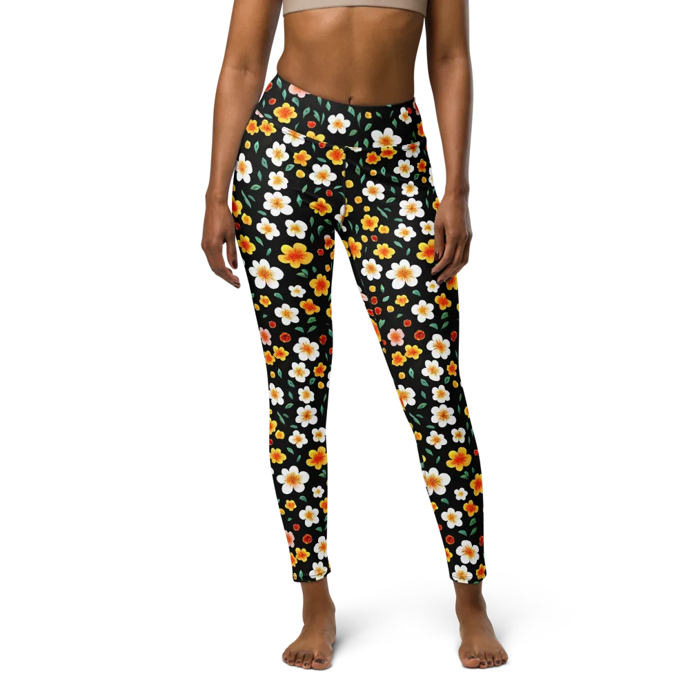Sunlit Blossoms on Yoga Leggings — Front