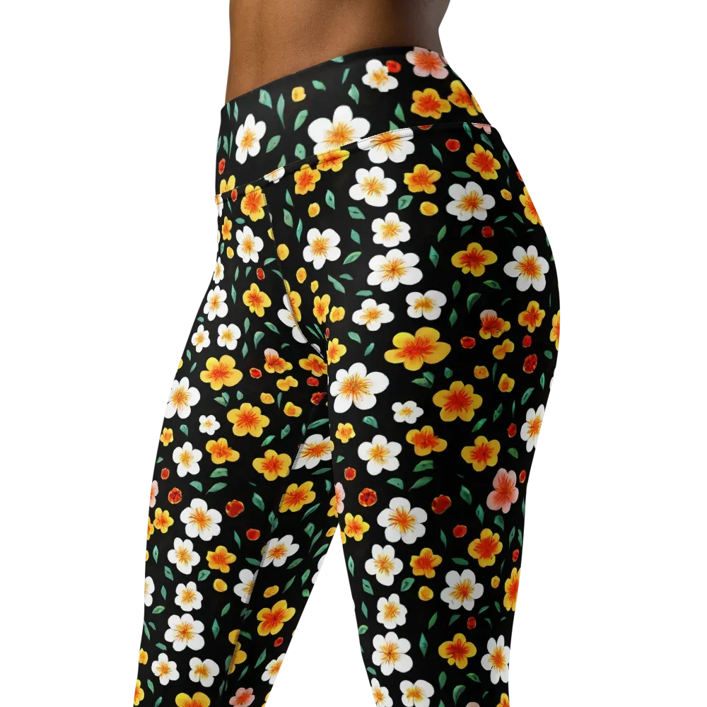 Sunlit Blossoms on Yoga Leggings — Left Front