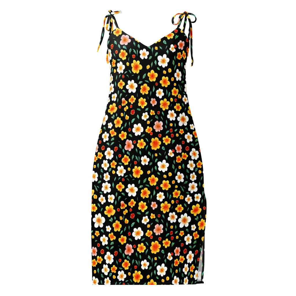 Sunlit Blossoms on Slip Dress — Front