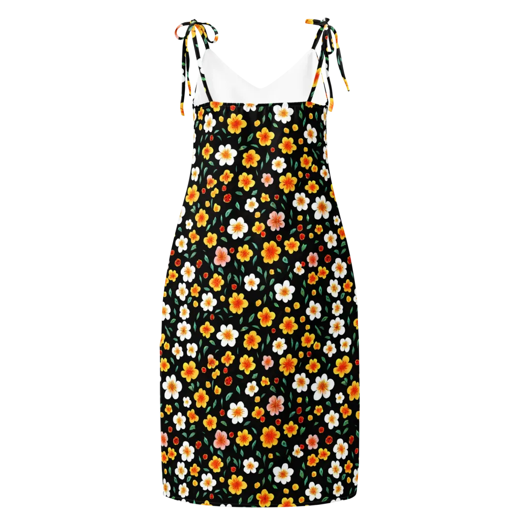 Sunlit Blossoms on Slip Dress — Back