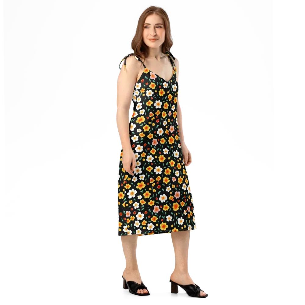 Sunlit Blossoms on Slip Dress — Right Front