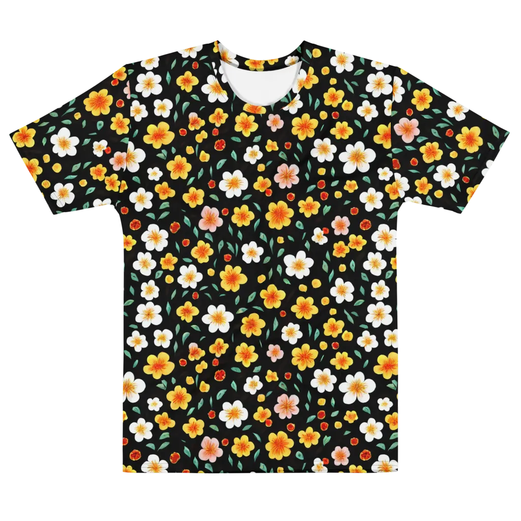 Sunlit Blossoms on Men's Cotton Crew Neck T-Shirt — Front