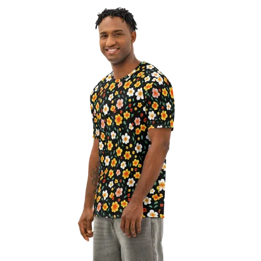 Sunlit Blossoms on a Men's Cotton Crew Neck T-Shirt