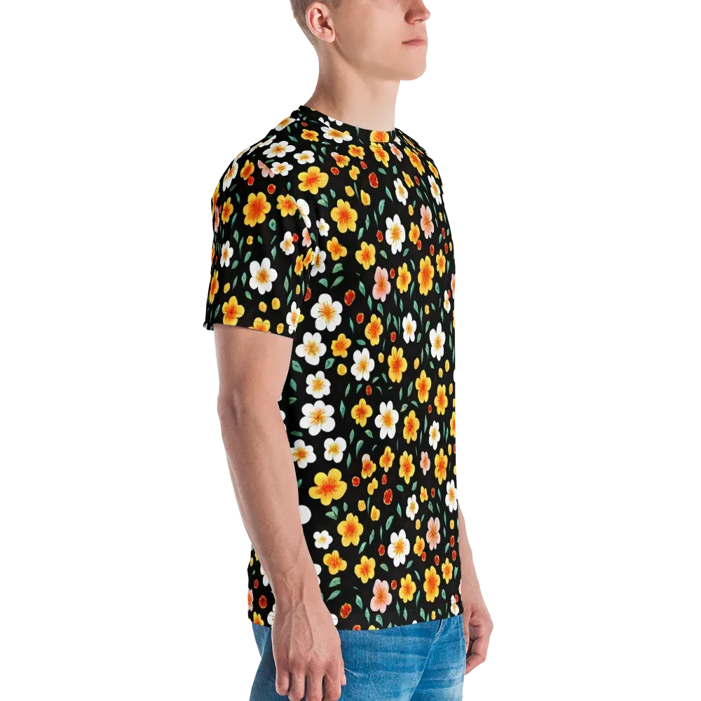 Sunlit Blossoms on Men's Crew Neck T-Shirt — Right