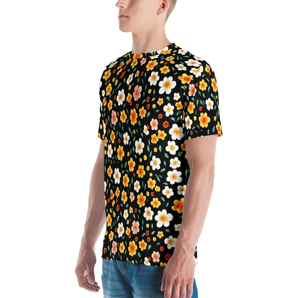 Sunlit Blossoms on Men's Crew Neck T-Shirt — Left