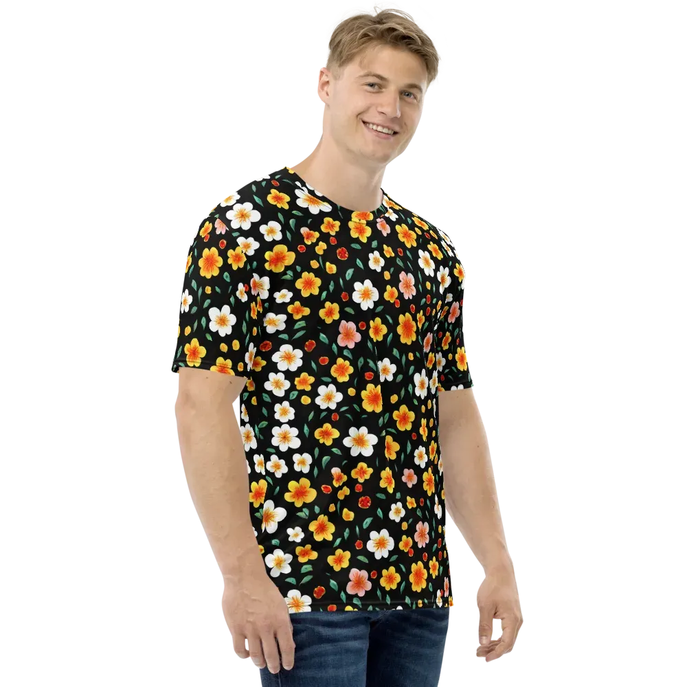 Sunlit Blossoms on Men's Crew Neck T-Shirt — Right