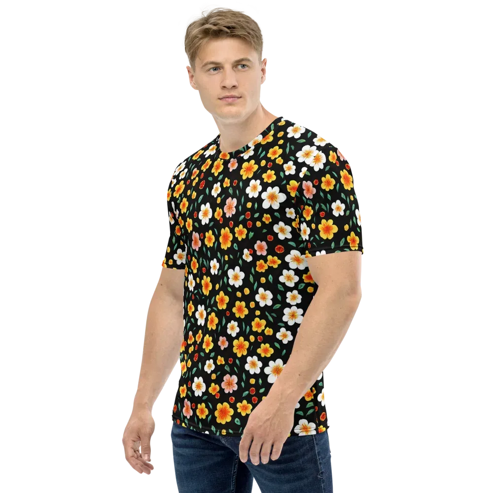 Sunlit Blossoms on Men's Crew Neck T-Shirt — Left