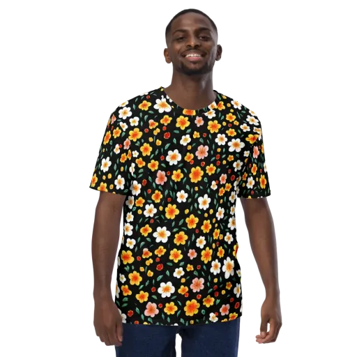 Sunlit Blossoms on a Men's Crew Neck T-Shirt