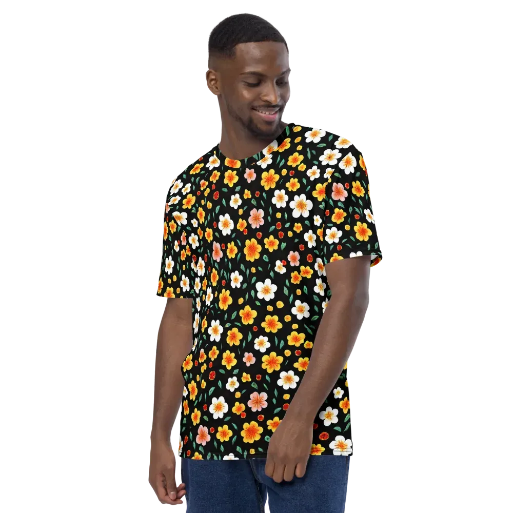 Sunlit Blossoms on Men's Crew Neck T-Shirt — Left