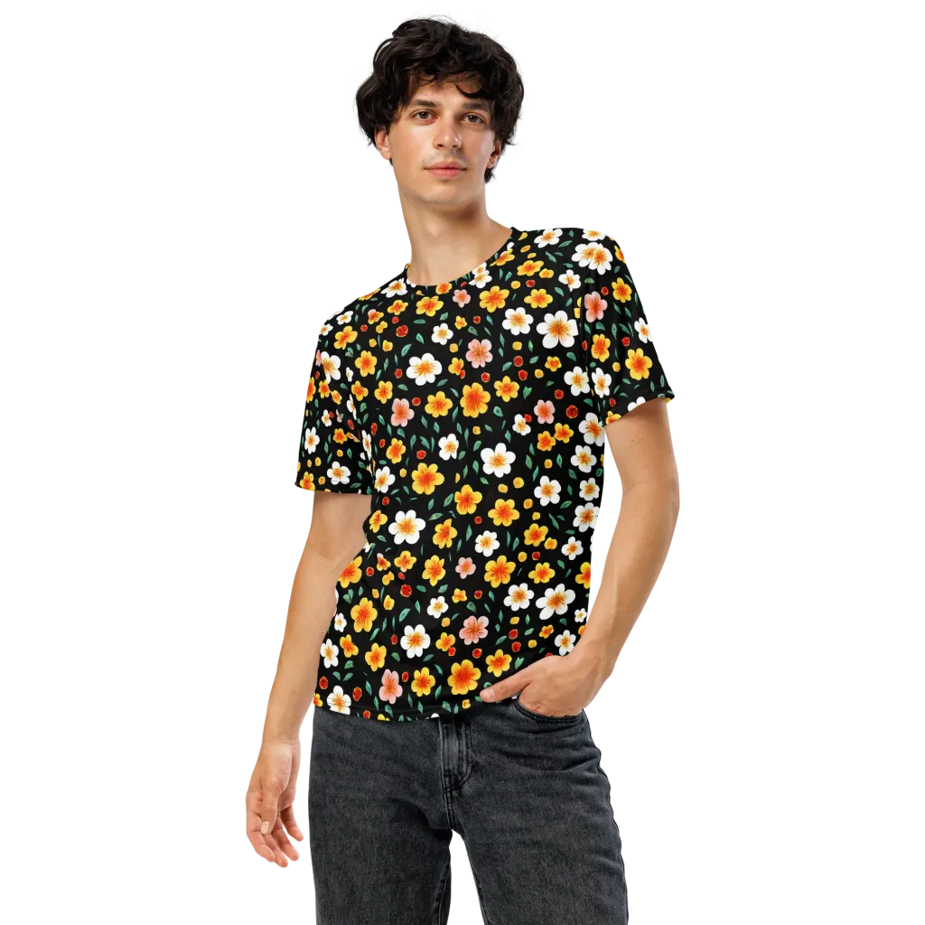 Sunlit Blossoms on Men's Crew Neck T-Shirt — Front