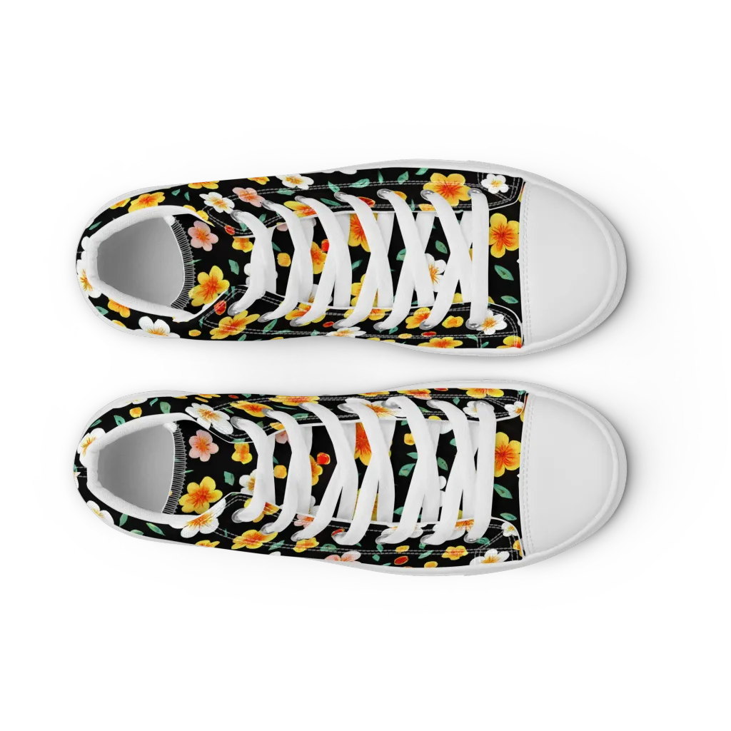 Sunlit Blossoms on Men's High Top Canvas Shoes — Front