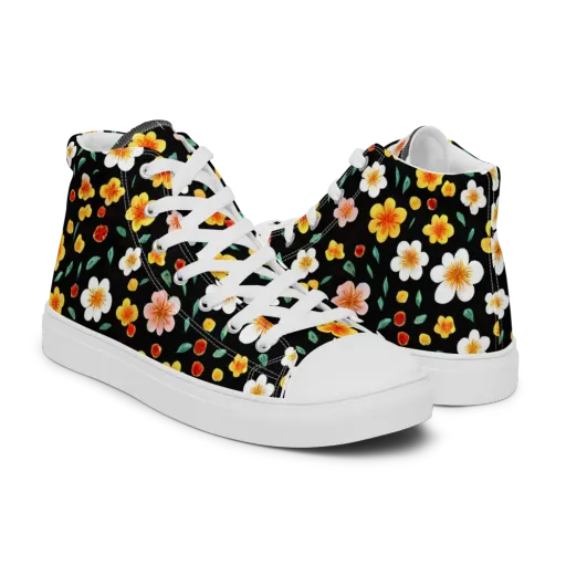 Sunlit Blossoms on a Men's High Top Canvas Shoes