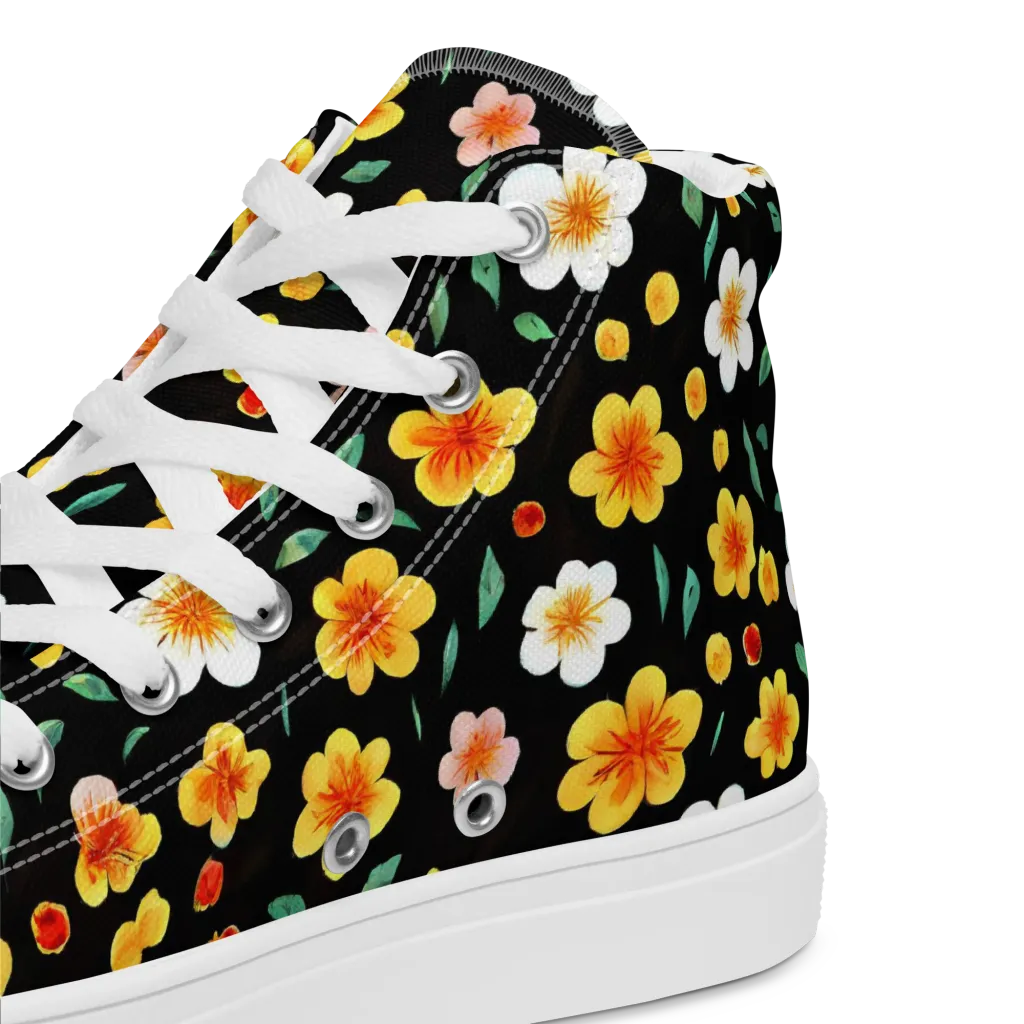 Sunlit Blossoms on Men's High Top Canvas Shoes — Product details 2
