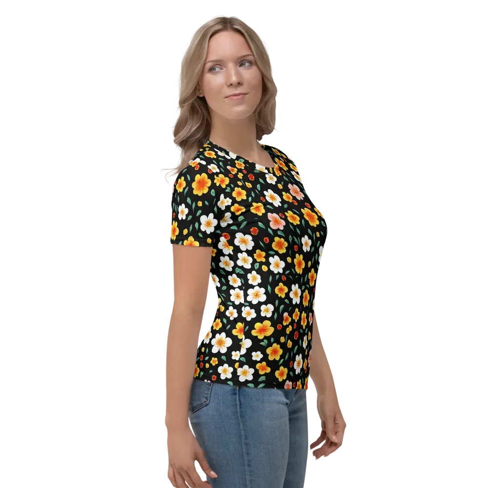 Sunlit Blossoms on Women's Crew Neck T-Shirt — Right