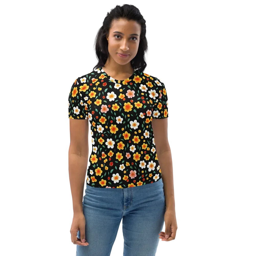 Sunlit Blossoms on Women's Crew Neck T-Shirt — Front