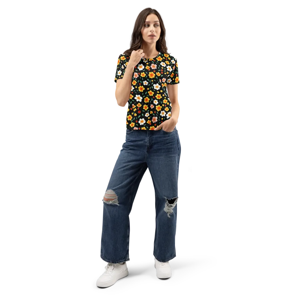 Sunlit Blossoms on Women's Crew Neck T-Shirt — Front