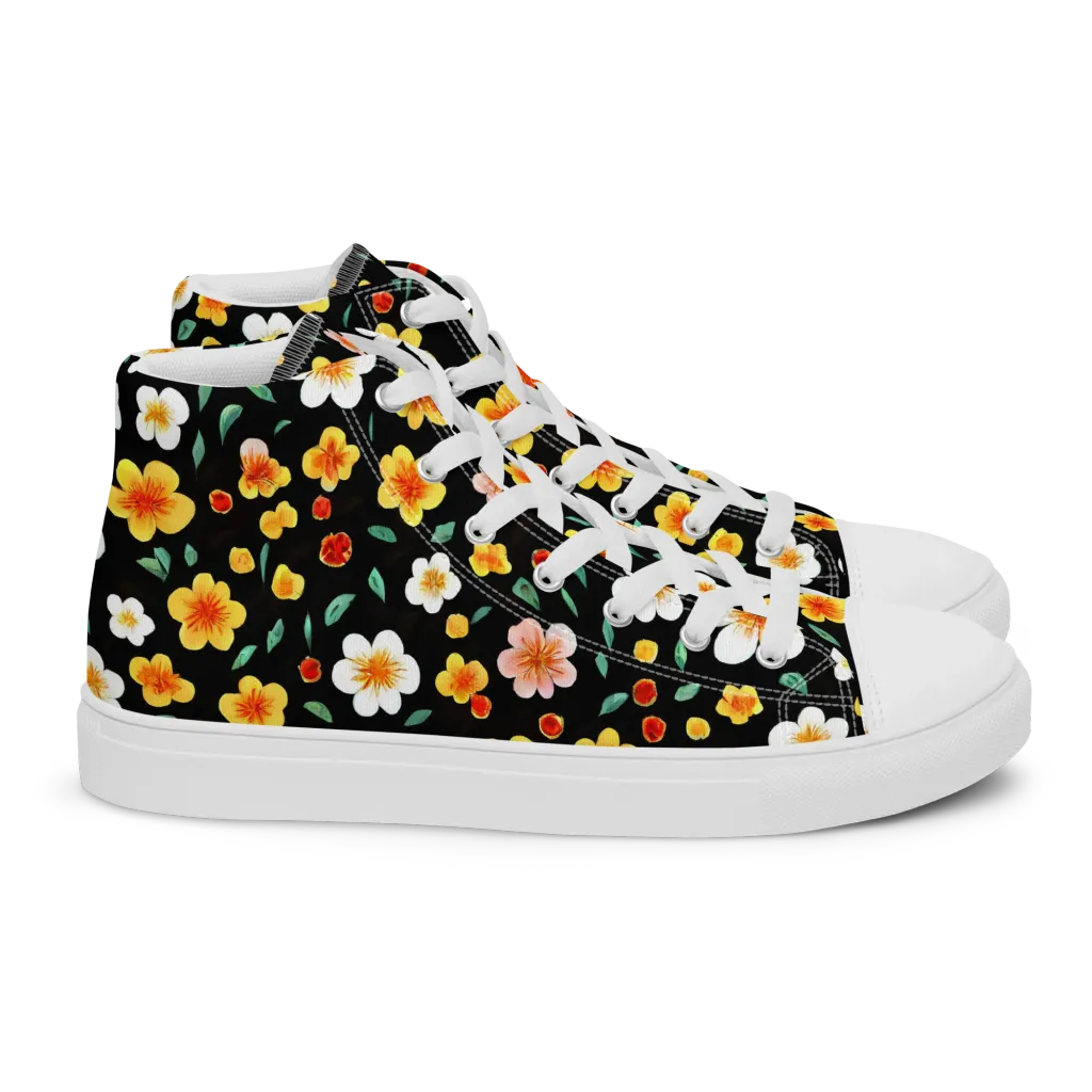 Sunlit Blossoms on Women's High Top Canvas Shoes — Right