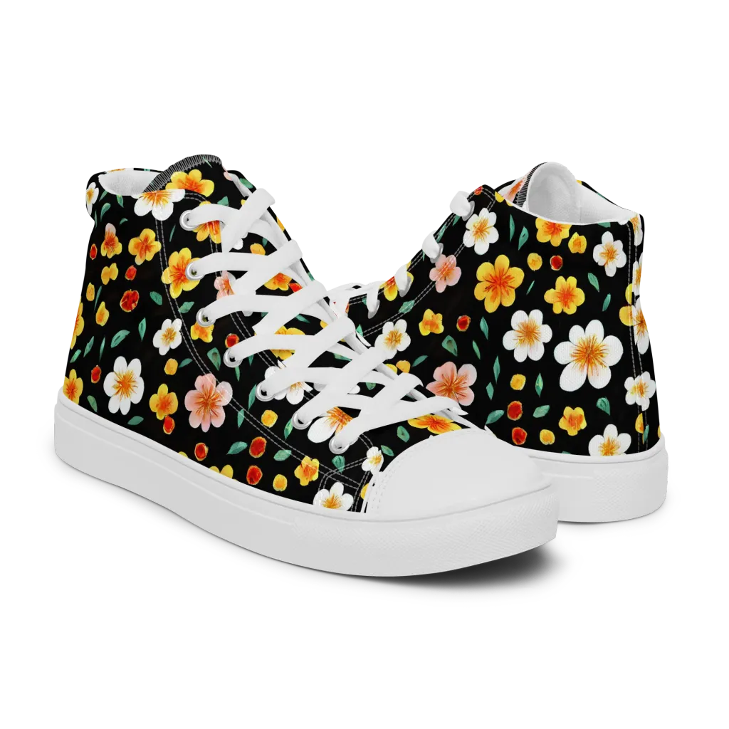 Sunlit Blossoms on Women's High Top Canvas Shoes — Right