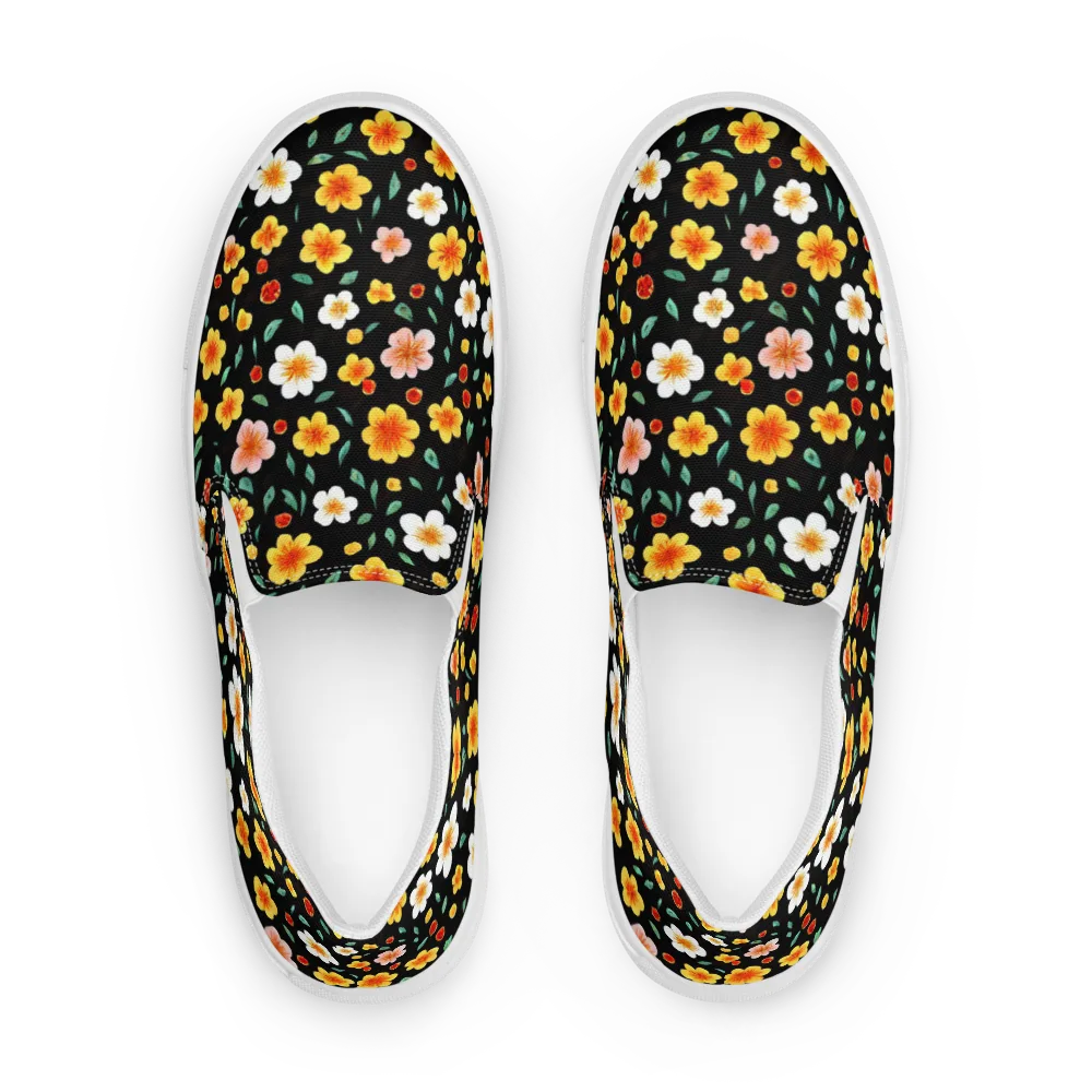 Sunlit Blossoms on Men's Slip-On Canvas Shoes — Front