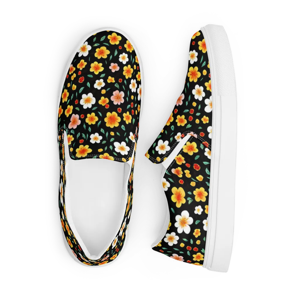 Sunlit Blossoms on Men's Slip-On Canvas Shoes — Front