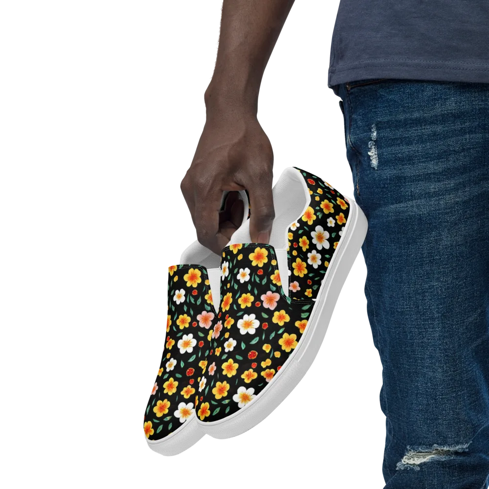 Sunlit Blossoms on Men's Slip-On Canvas Shoes — Left Front