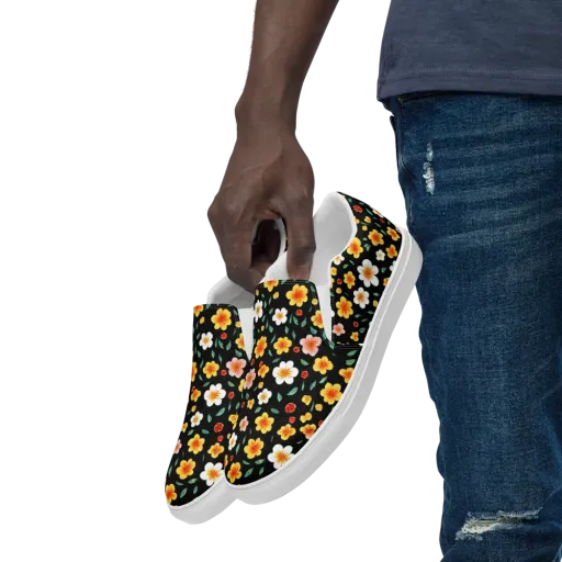 Sunlit Blossoms on a Men's Slip-On Canvas Shoes